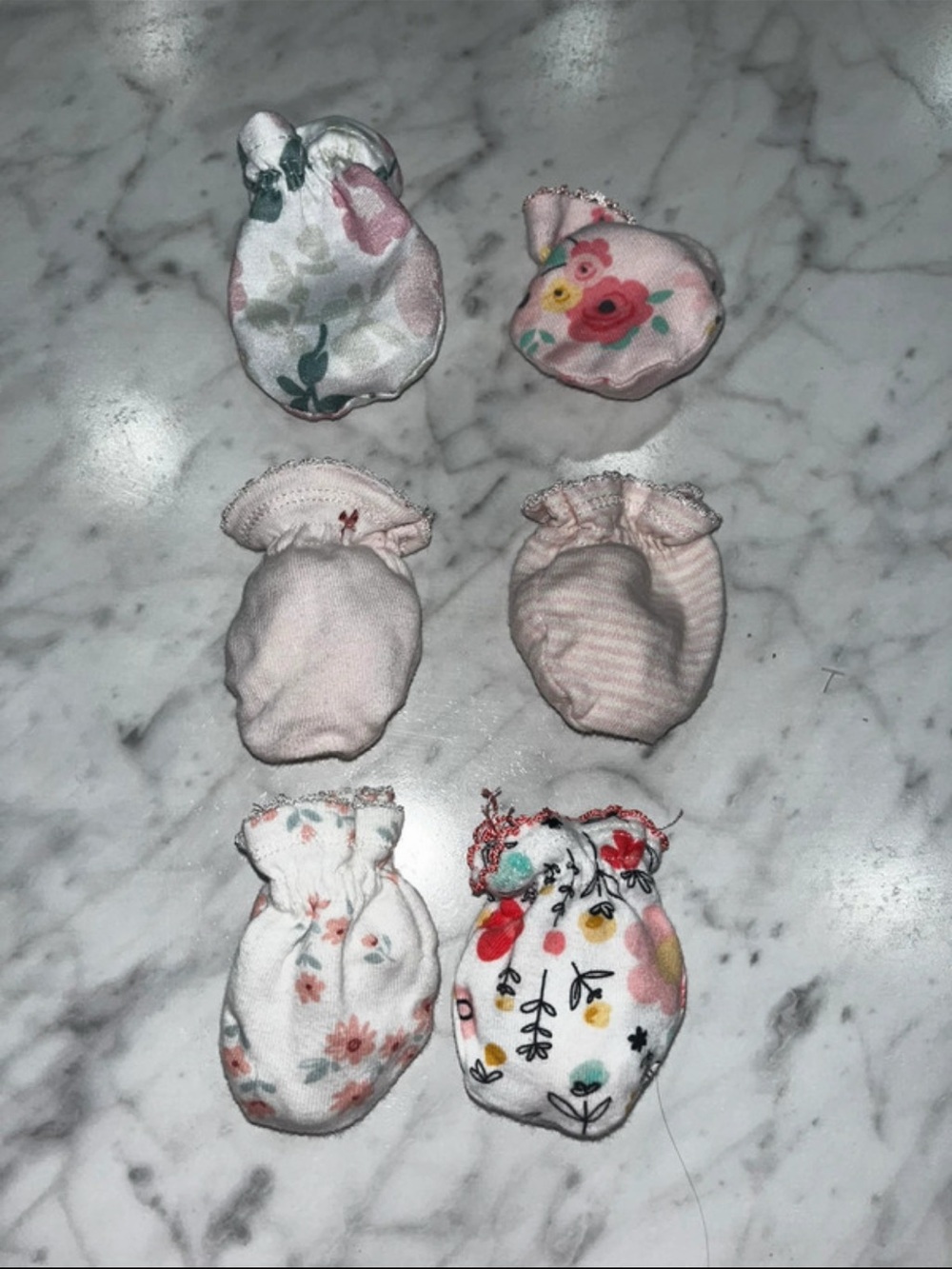 Pink Floral Baby Mittens Set of 18- Soft No-Scratch Protection